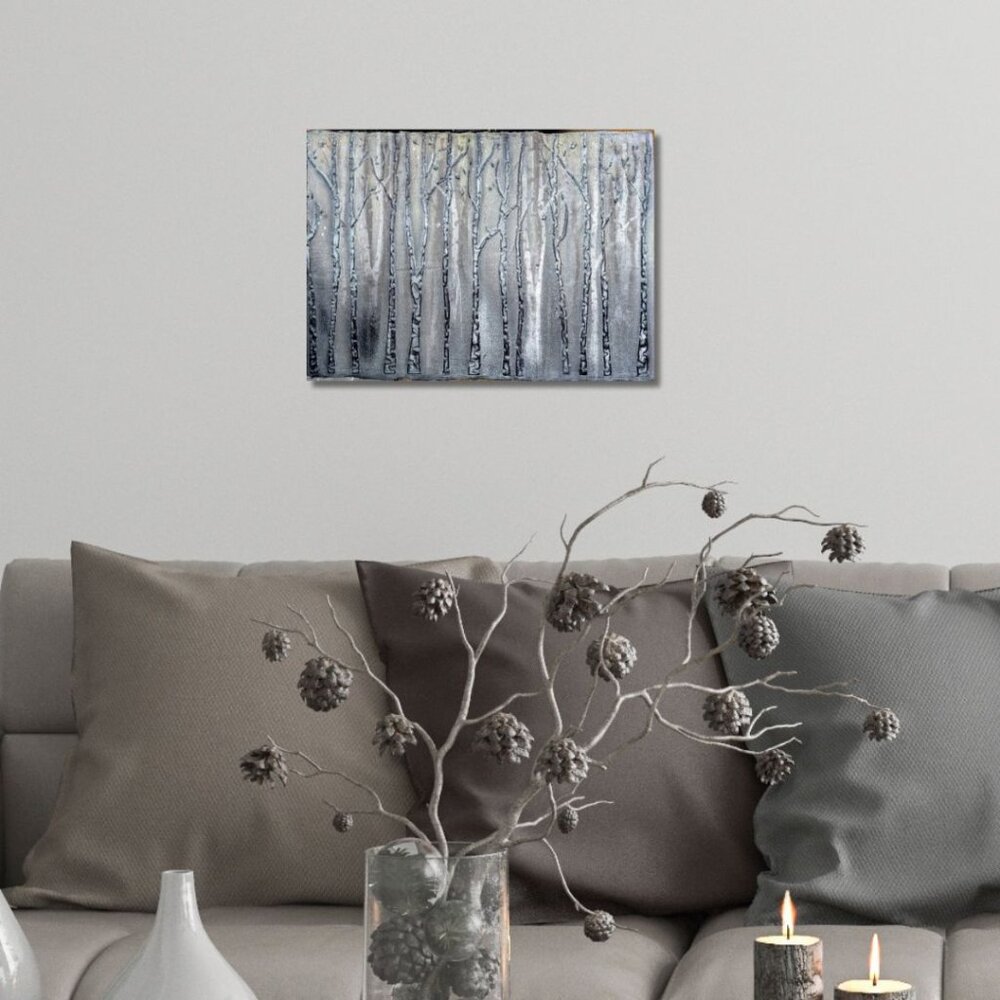 Early Morning in Winter Relief Painting on Live Edge Wood 11x16
